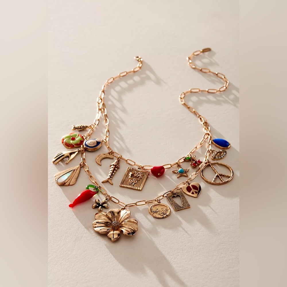 Free People Flower Power Maxamillion Charm Necklace NWT RETAILS $48